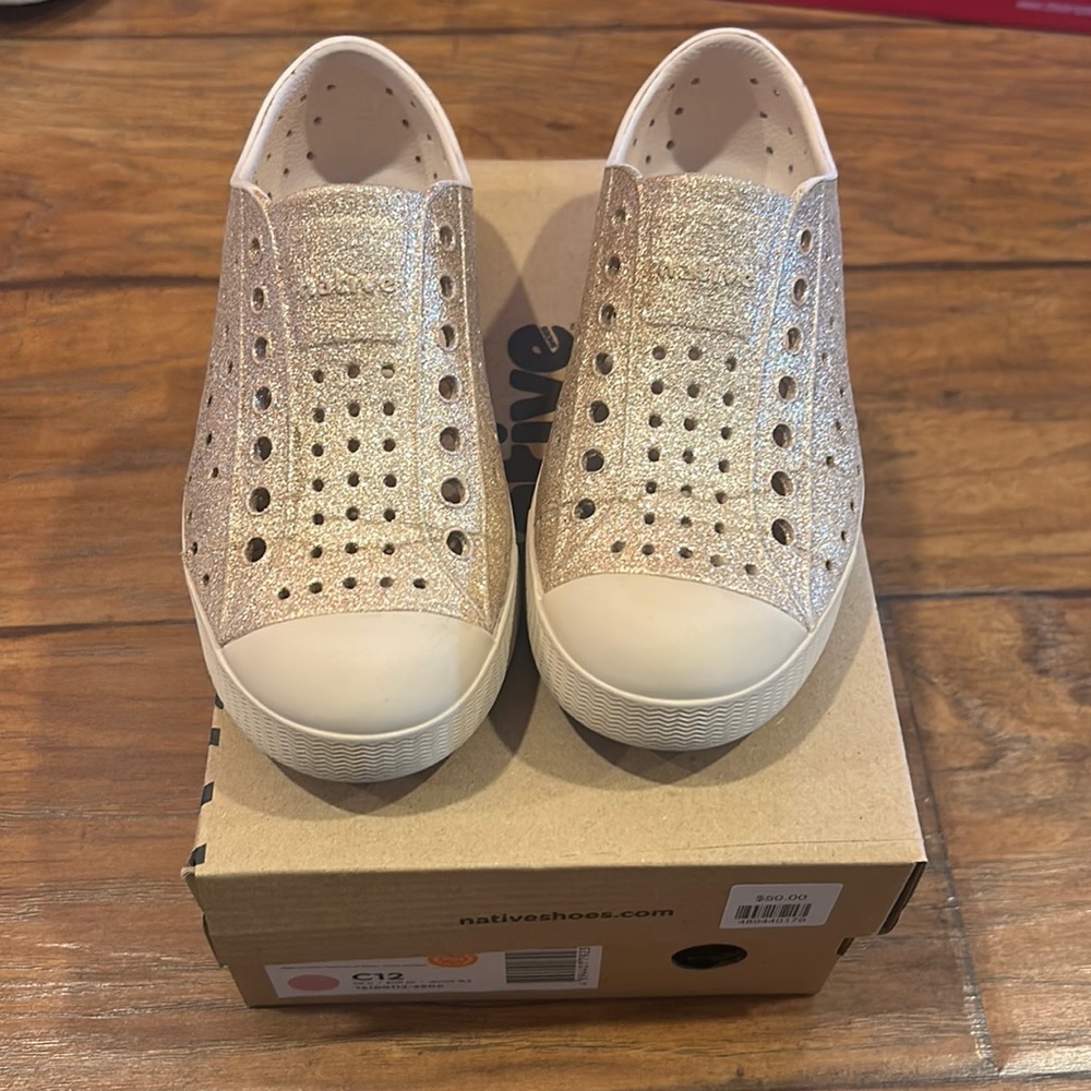 Child’s Native shoes size 12. Rock salt bling.